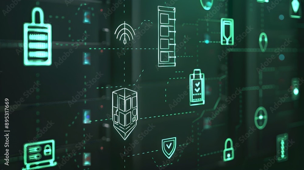 Poster Cybersecurity Network Mesh with Firewalls Antivirus and Secure Servers