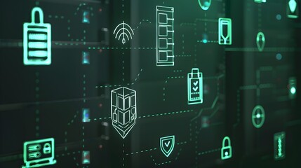 Cybersecurity Network Mesh with Firewalls Antivirus and Secure Servers