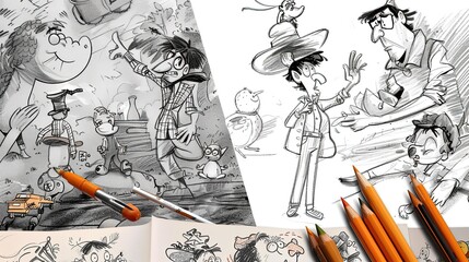 Cartoonist: Drawing comic strips or cartoons.