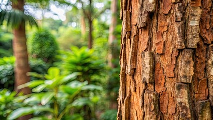 Obraz premium of Eucommia bark with natural texture, background featuring Gutta-percha tree , Eucommia bark, natural texture, background