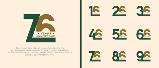 anniversary logo style set with brown and green color can be use for celebration moment