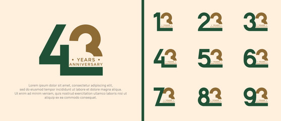 anniversary logo style set with brown and green color can be use for celebration moment