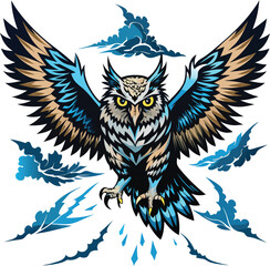 Obraz premium Majestic owl soars through raging tempest. 