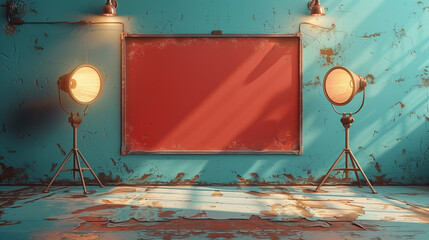 Cartoon-Style Illustration of a Clean Studio Background with Ample Space for Text or Graphics