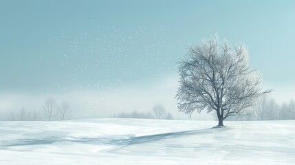 Fototapeta premium Serene Winter Landscape: Minimalist Snow-Covered Field with Clear Sky - Digital Art with Realistic Elegance