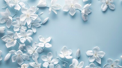 3. Elegant Mother's Day invitation showcasing soft blue tones with detailed jasmine flowers, designed for an A4 vertical arrangement