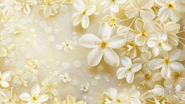 5. Charming Happy Thai Mother's Day card template featuring intricate white jasmine flowers, designed in a vector format with a focus on delicate details and Thai cultural aesthetics