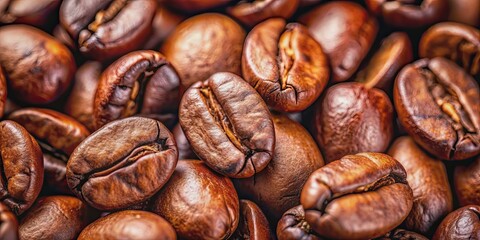 Macro shot of coffee beans with a focus on their tasty details and unique food texture , coffee, beans, macro