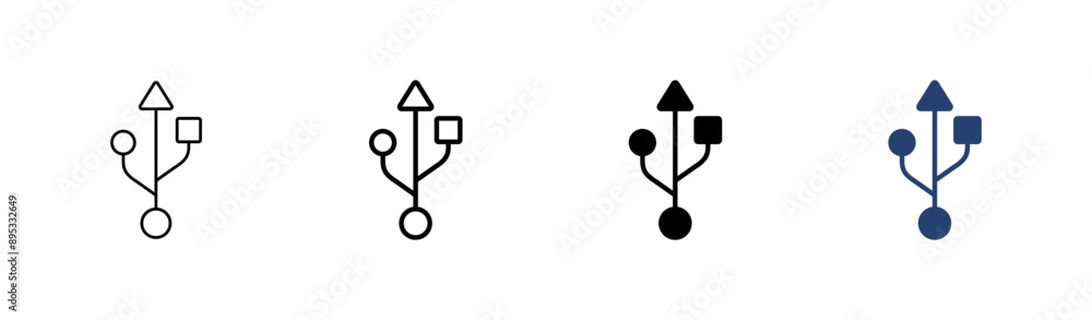 Poster usb icon set. flash disk icon vector