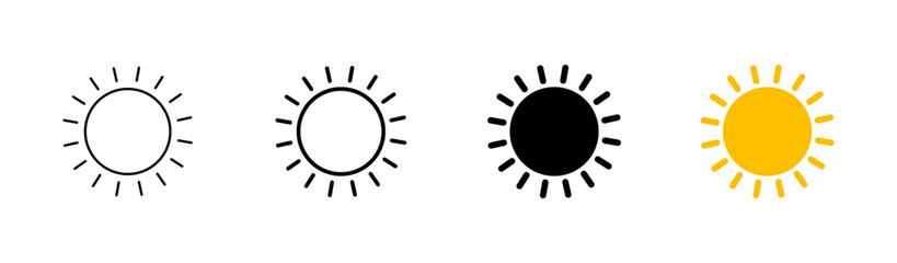 Sun icon set. Brightness Icon vector