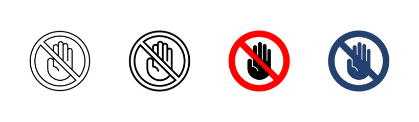 Stop icon set. stop road sign. hand stop icon vector