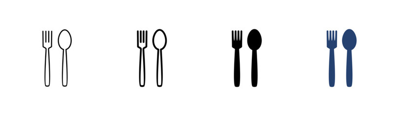 spoon and fork icon set. spoon, fork and knife icon vector. restaurant icon