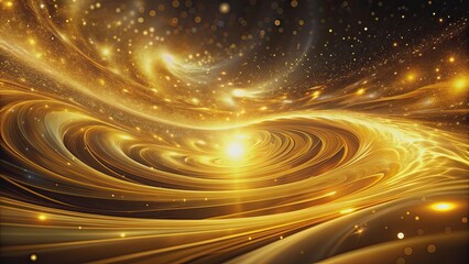 Obraz premium Golden waves swirling in a cosmic dance , cosmic, golden, waves, abstract, surreal, motion, movement, energy