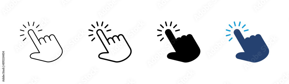 Poster hand cursor icon set. click icon vector. hand click. pointer