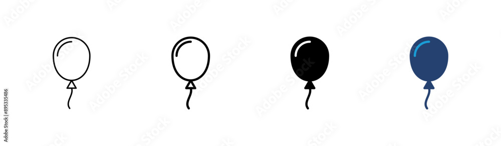 Wall mural Balloon icon set. party balloon icon decoration birthday vector. Balloon black silhouette icon