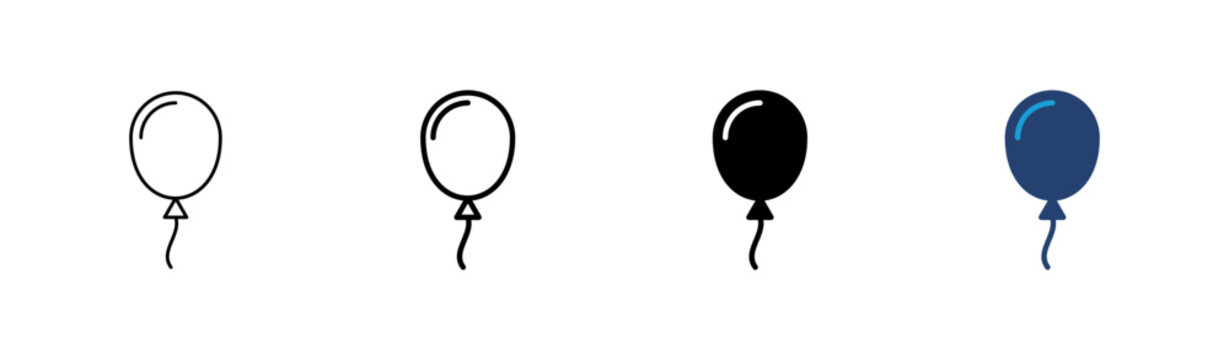 Balloon icon set. party balloon icon decoration birthday vector. Balloon black silhouette icon