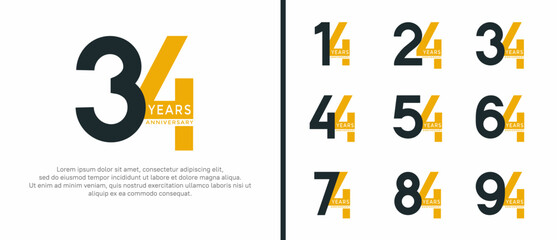 anniversary logo style set with black and yellow color can be use for celebration moment