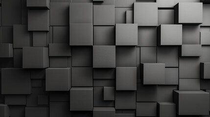 abstract black background with multidimensional cubes wall, black cubes business background 
