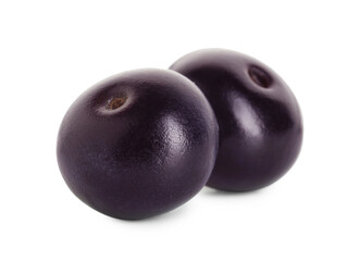 Fresh ripe acai berries isolated on white