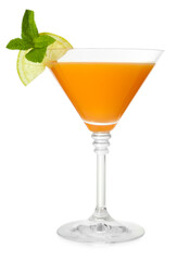 Refreshing cocktail in glass isolated on white