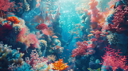 Naklejka premium Surreal underwater world background illustration