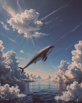 narwhal flying in sky