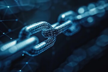 A sleek banner depicting blockchain technology in a hightech, secure setting, designed within an ultramodern, supernatural scene, with ample copy space for your message