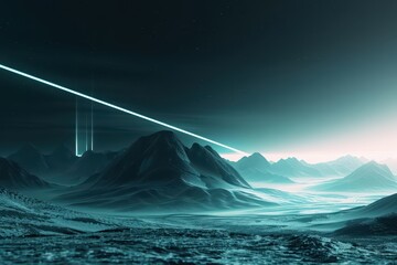 A sleek banner representing sustainable energy solutions in a futuristic landscape, featuring an ultramodern, supernatural scene, with ample copy space for your content