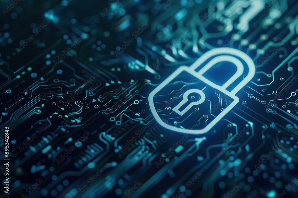 Poster an advanced network security system safeguarding sensitive information, banner, with copy space