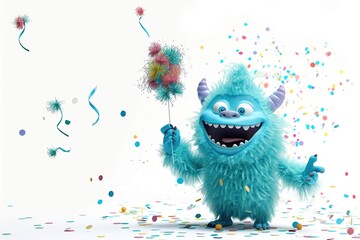 Monster with party popper 