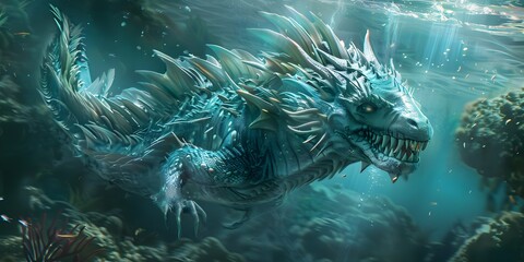 Sea dragon monster underwater, Monster sea