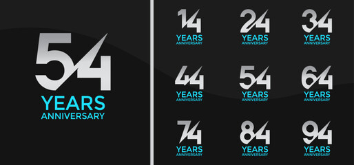anniversary logo style set with silver color and slash can be use for celebration moment