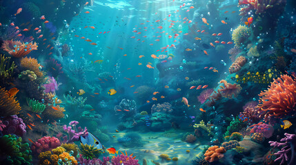 Naklejka premium Underwater backdrop depicting background illustration