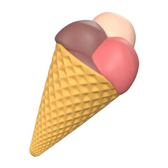 Ice Cream 3D illustration Icon Foods and Drinks with Transparent Background