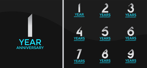 anniversary logo style set with silver color and slash can be use for celebration moment