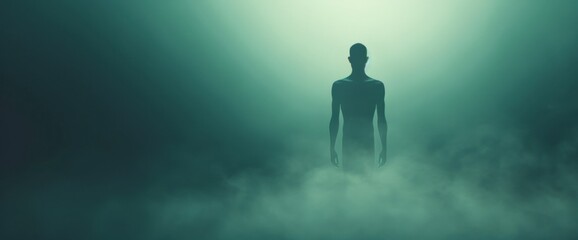 Fototapeta premium Dark, frightening zombie scene for ads with plenty of copy space and horror lighting