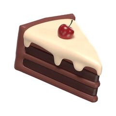 Cake 3D illustration Icon Foods and Drinks with Transparent Background