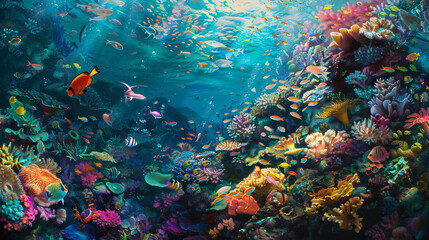 Naklejka premium Vibrant underwater scene background illustration