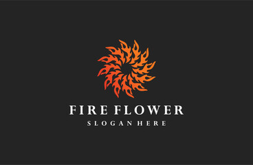 Obraz premium fire flower logo icon design template vector illustration