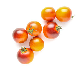 Fresh cherry tomatoes on white background
