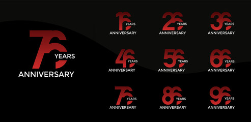 Fototapeta premium anniversary logo style set with red color can be use for celebration moment