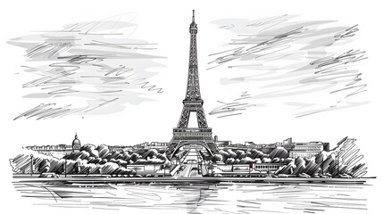 A vintageinspired illustration of the Eiffel Tower against a textured background