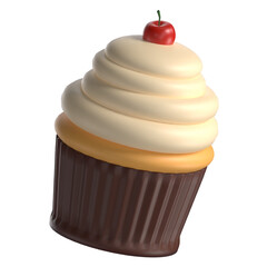 Cupcake 3D illustration Icon Foods and Drinks with Transparent Background