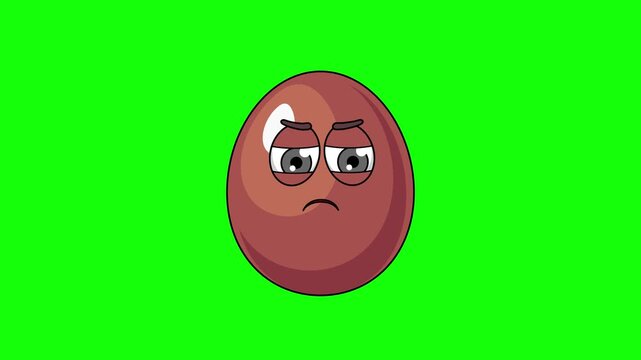 Angry emoticon of chocolate egg character, loop animation emoji