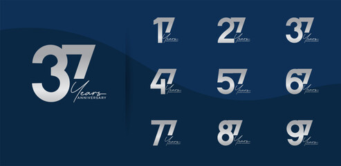 anniversary logo style set with silver color can be use for celebration moment