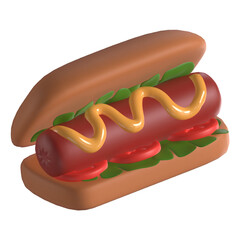 Hotdog 3D illustration Icon Foods and Drinks with Transparent Background