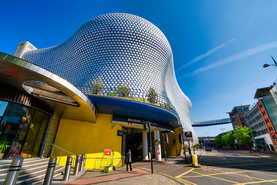 Modern facade of Selfridges Building. Landmark building in Birmingham, England