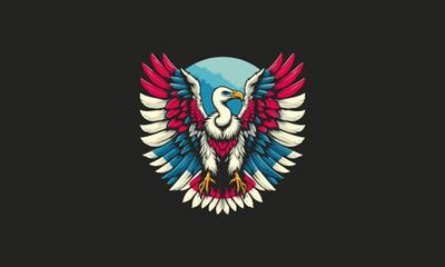Naklejka premium vulture with big wings american vector mascot design