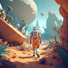 Naklejka premium ultra detailed illustration of an environment on a dangerous:1.2 exotic planet with plants and wild (animals:1.5), (vast open world), highest quality, no lines Generative AI