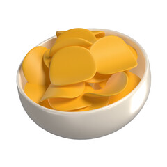 Chips potato On A Plate 3D illustration Icon Foods and Drinks with Transparent Background